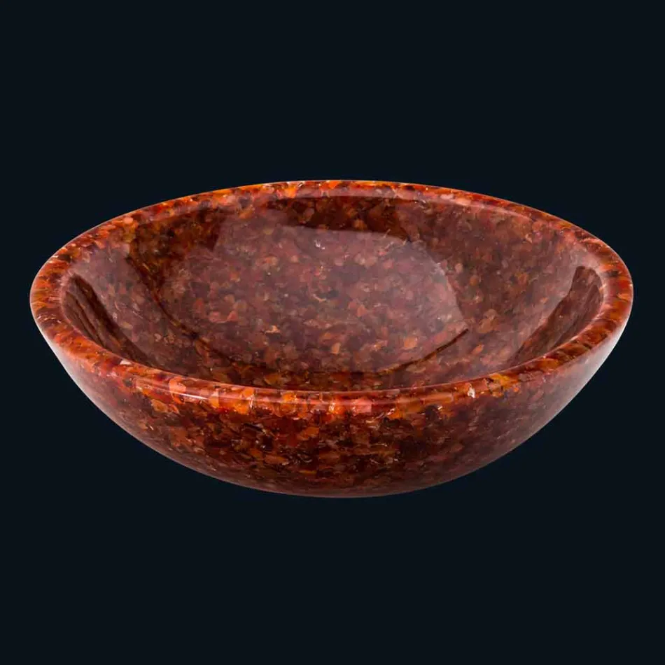 Lavaman i rrumbullakët me countertop në rrëshirë artificiale dhe guri Nube Viadurini