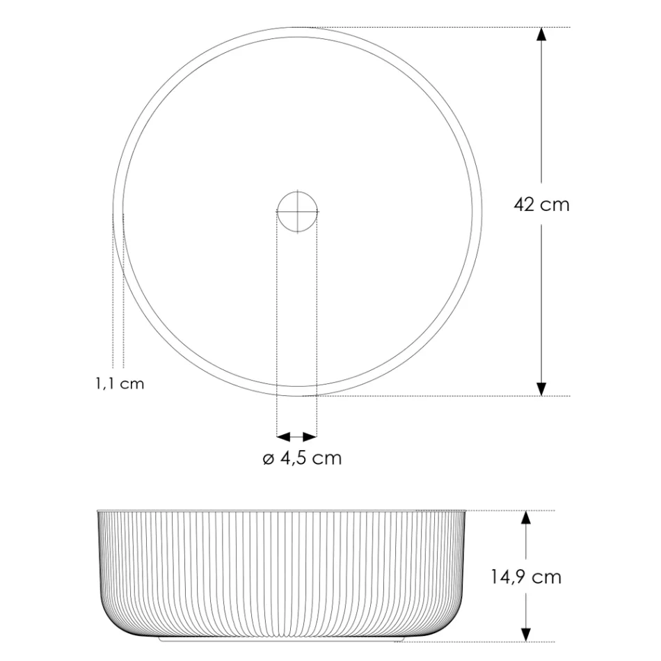 Lavaman banaku i rrumbullakët në qelq venecian Plissè Prodhuar në Itali - Zirkon Viadurini