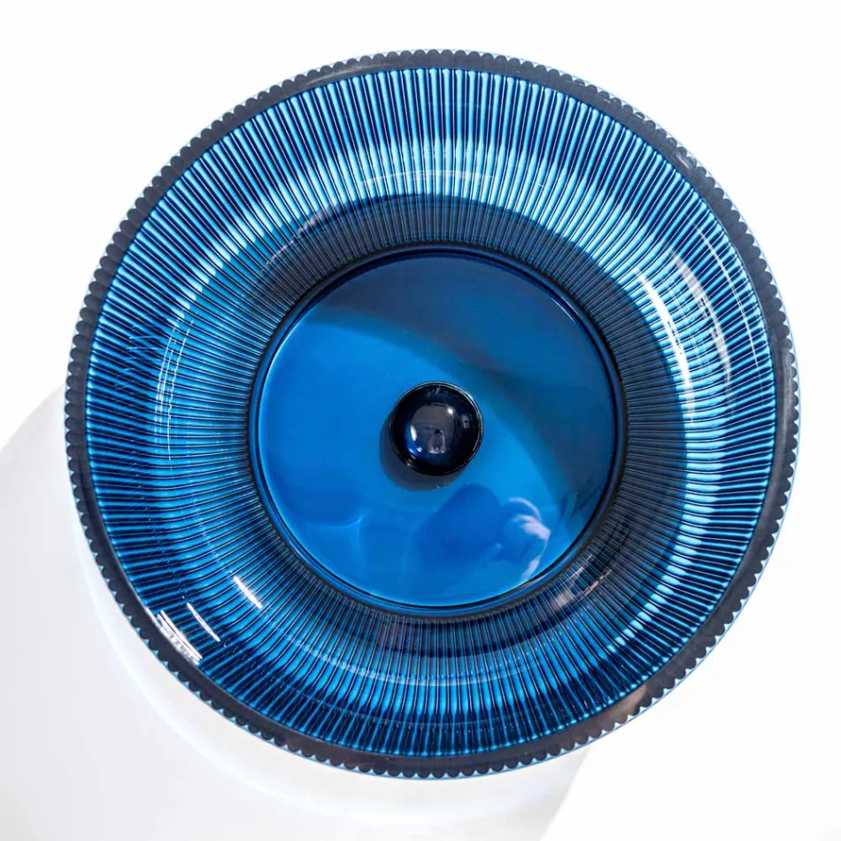 Lavaman banaku i rrumbullakët në qelq venecian Plissè Prodhuar në Itali - Zirkon Viadurini