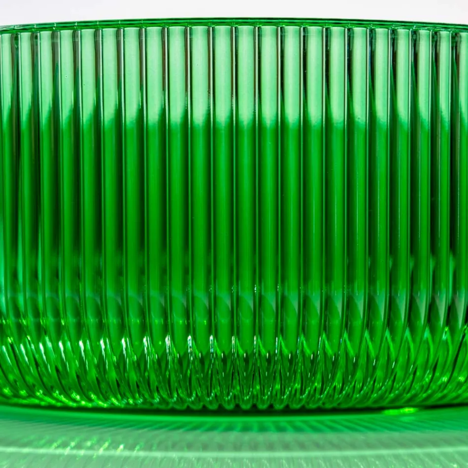 Lavaman banaku i rrumbullakët në qelq venecian Plissè Prodhuar në Itali - Zirkon Viadurini