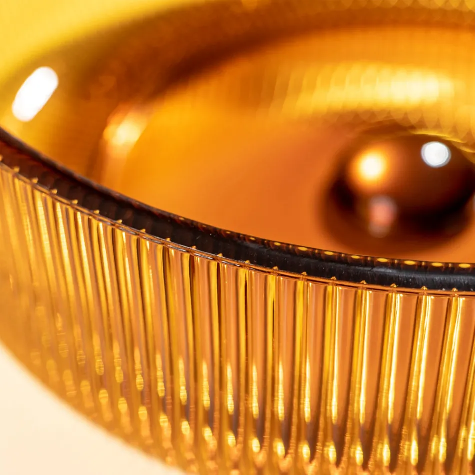 Lavaman banaku i rrumbullakët në qelq venecian Plissè Prodhuar në Itali - Zirkon Viadurini