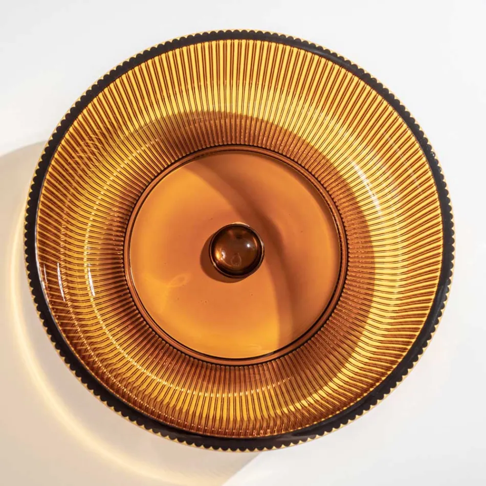 Lavaman banaku i rrumbullakët në qelq venecian Plissè Prodhuar në Itali - Zirkon Viadurini