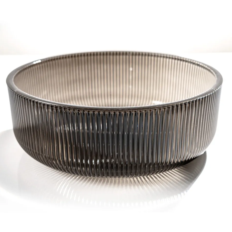 Lavaman banaku i rrumbullakët në qelq venecian Plissè Prodhuar në Itali - Zirkon Viadurini