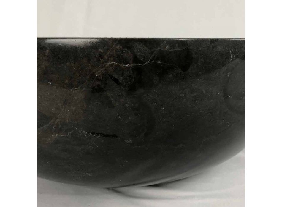 Lavaman i countertopit të rrumbullakët të zi në gur natyral Levi, pjesë unike Viadurini