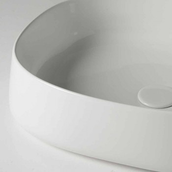 Washbasin Lundrues Ovalë Countertop L 50 cm në Qeramikë Made in Italy - Cordino
