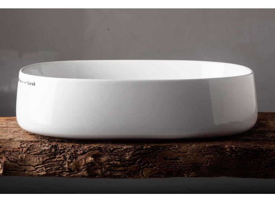 Washbasin Lundrues Ovalë Countertop L 50 cm në Qeramikë Made in Italy - Cordino Viadurini