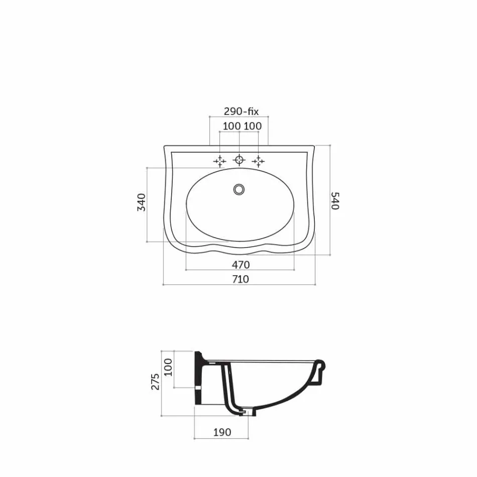 Muri i lavamanit ose me kolonën qeramike L70cm Made in Italy Avise Viadurini