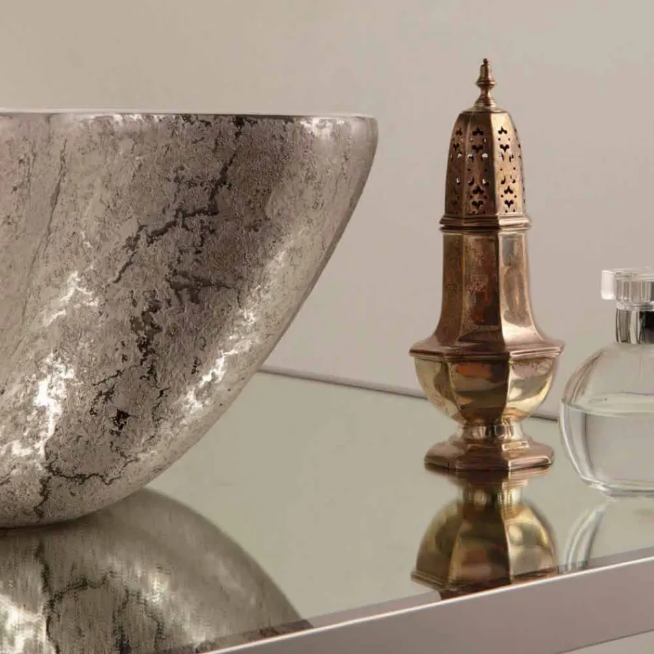 Lavaman banje countertop argjendi të bardhë bërë në Italia Cubo Viadurini