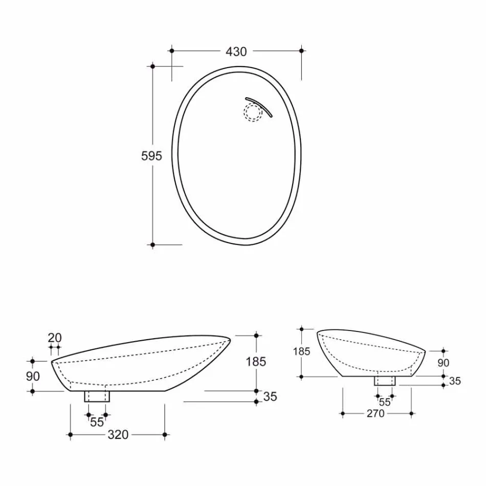 Larje qeramike për piedestal e bërë në Itali me shkëlqim Viadurini