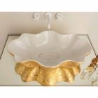 Lavaman dizajn Countertop në qeramikë të bardhë dhe ari të bërë në Itali Cubo Viadurini