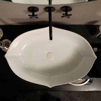 Lavaman dizajn Countertop në qeramikë të bardhë të bërë në Itali Oscar