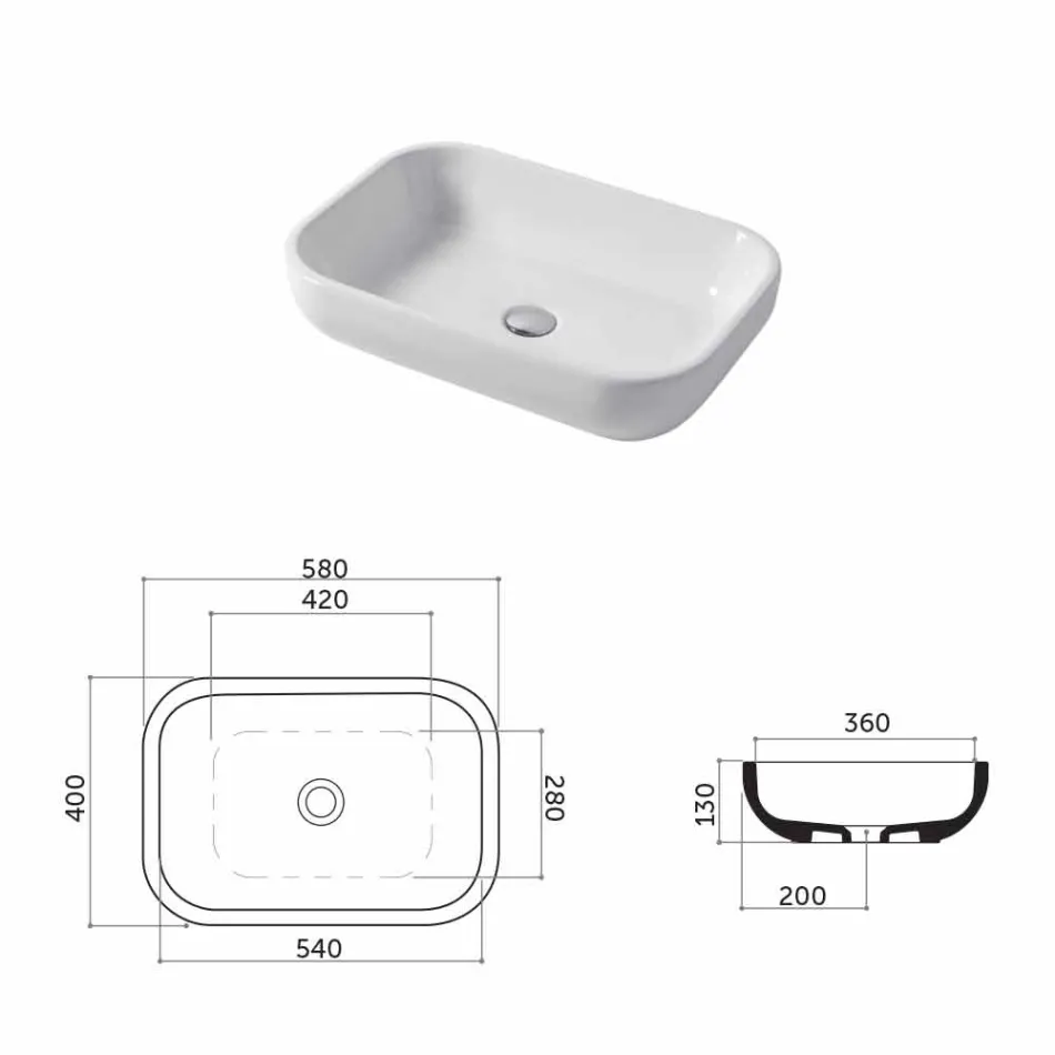 Dizenjoni Washbasin Countertop ose Mur në Qeramikë Riardo Viadurini