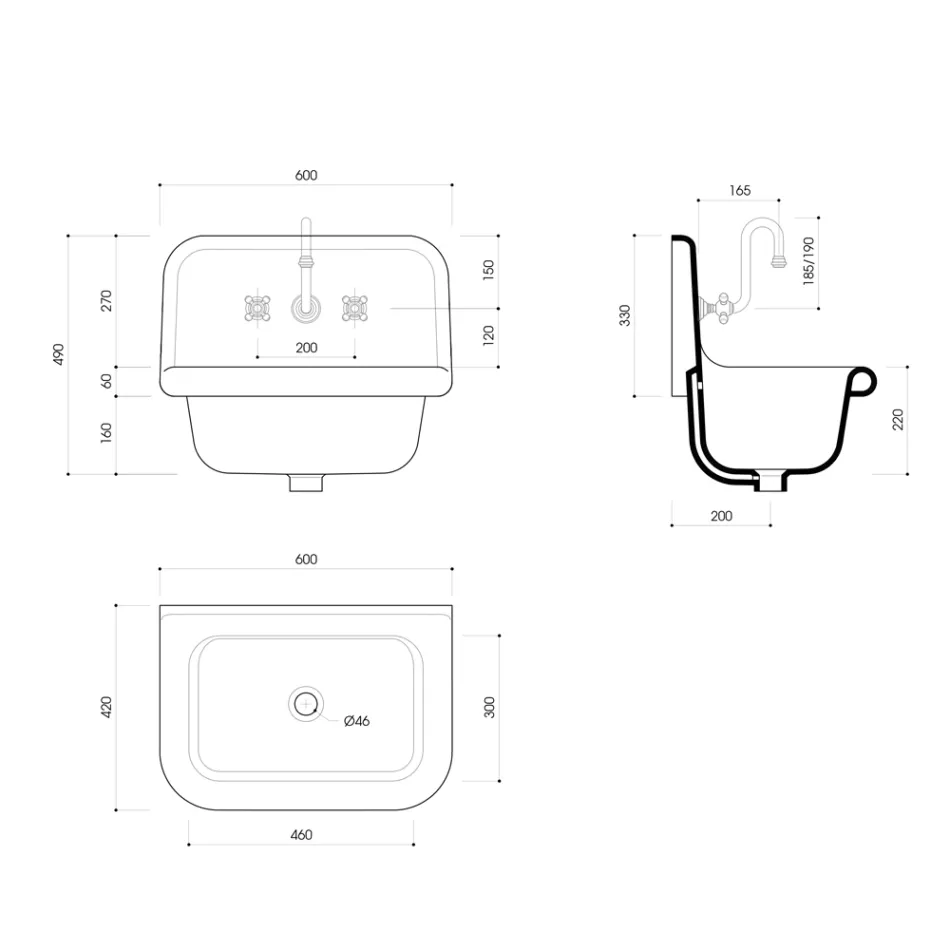 Lavatrice qeramike me dy ngjyra ngjyrosje mur, drejtkëndëshe Jacob Viadurini