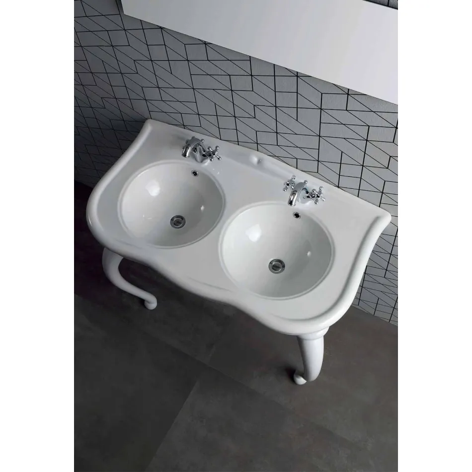Console Double ose Washbasin e montuar në mur në Modern Avise Ceramic Viadurini