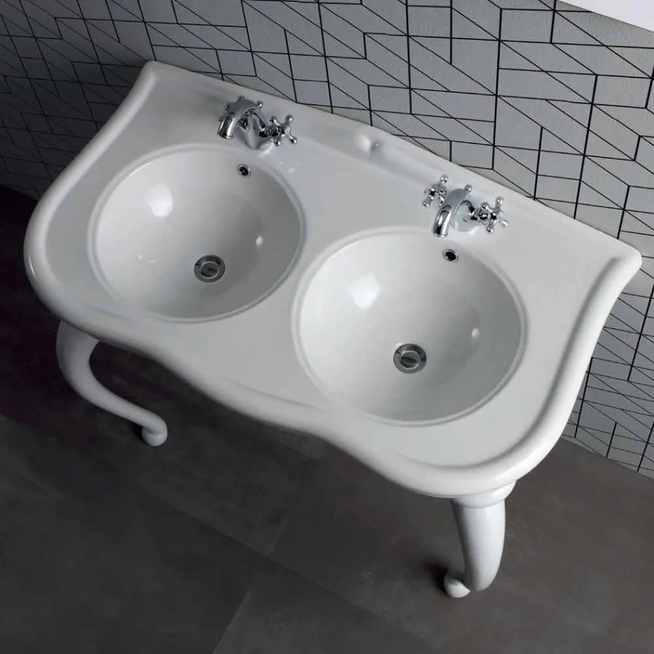 Console Double ose Washbasin e montuar në mur në Modern Avise Ceramic Viadurini