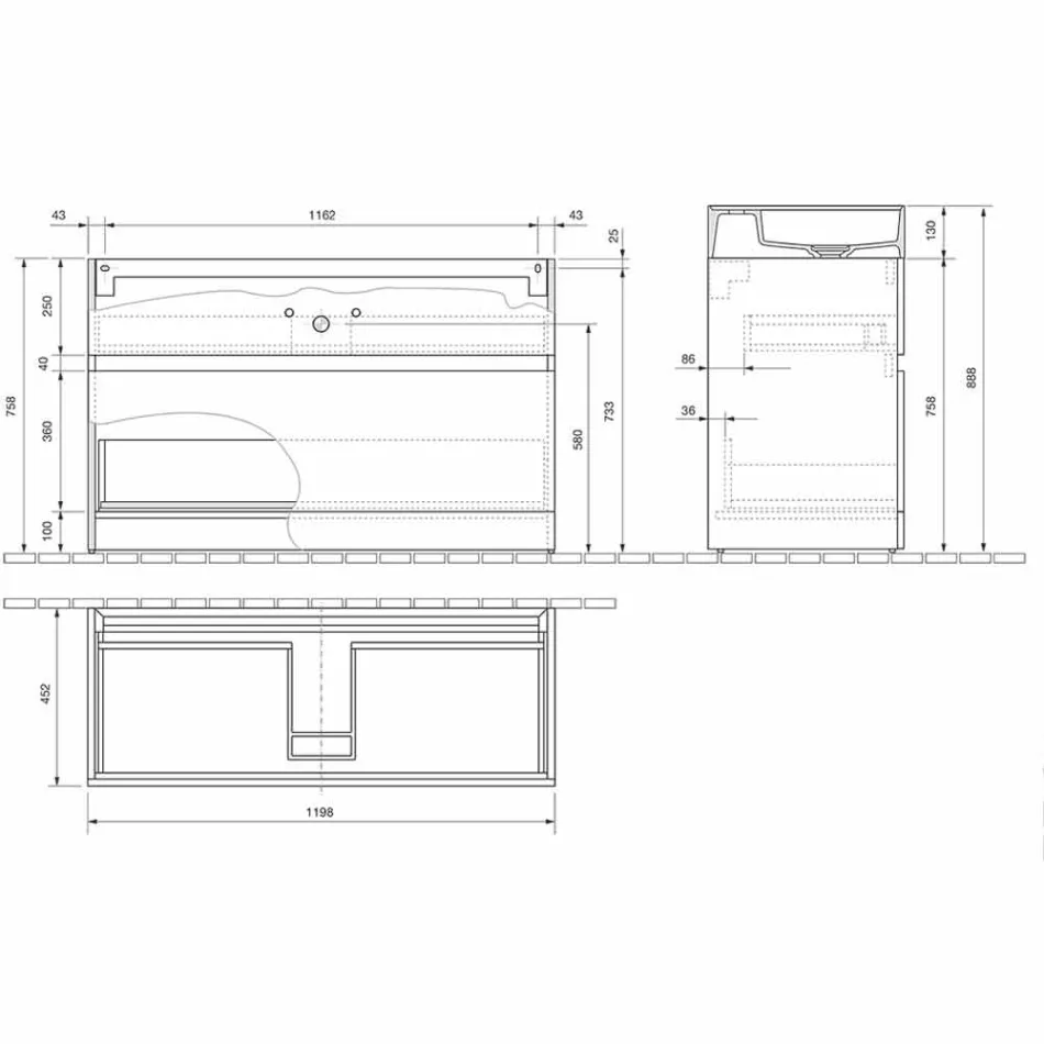 Lavaman i Dyfishtë me Dollap Kati Dizajn Modern në Petëzuar - Pompei Viadurini