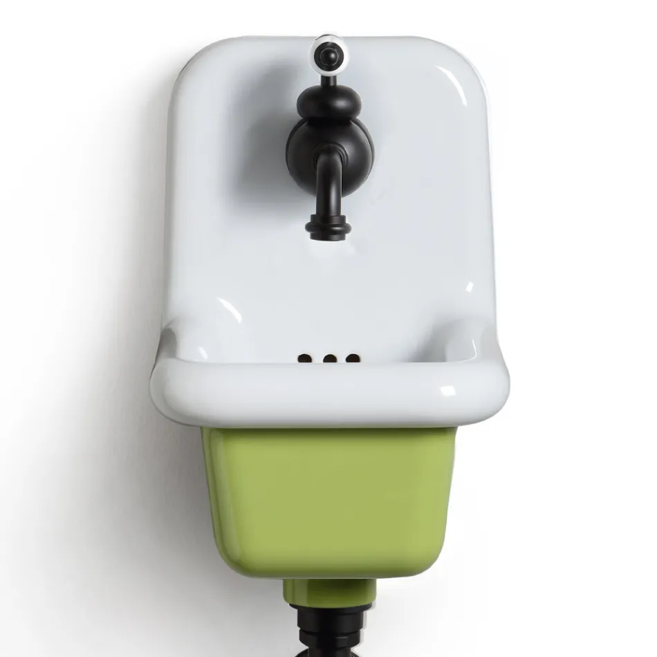 Lavaman i pavarur i banjës në qeramikë të bardhë dhe me ngjyra 26 cm - Jordan Viadurini