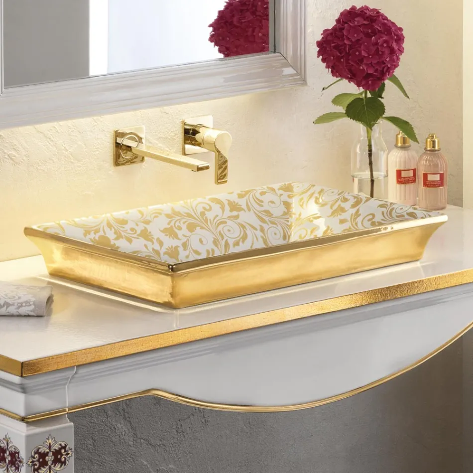 Lavaman me argjilë zjarri i derdhur me dorë me dekorime shumëngjyrësh Prodhuar në Itali - Aulente Viadurini