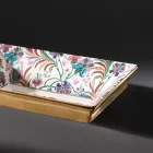 Lavaman me argjilë zjarri i derdhur me dorë me dekorime shumëngjyrësh Prodhuar në Itali - Aulente Viadurini