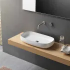 Lavaman i countertopit të bardhë qeramik me dizajn modern prodhuar në Itali - Tune1 Viadurini