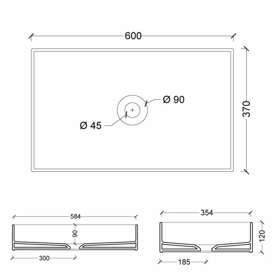 Larje qeramike countertop moderne e projektuar Sun 60x37, e bërë në Itali Viadurini