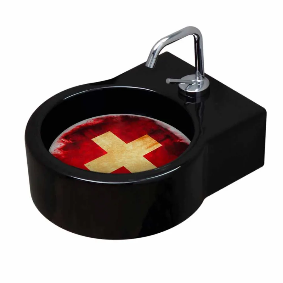 Lavaman / pezullim qeramik i zi me këmbë falas në Itali Tor Viadurini