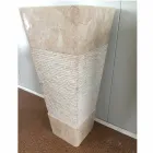 Lavaman në gur natyral me kolonë Robin, copë e vetme e bardhë Viadurini