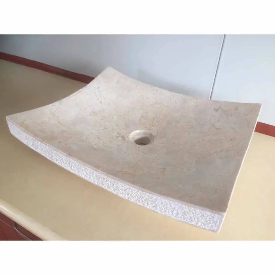 Lavaman në gur natyral të Dizajnit të bardhë Dashuria, copë unike Viadurini