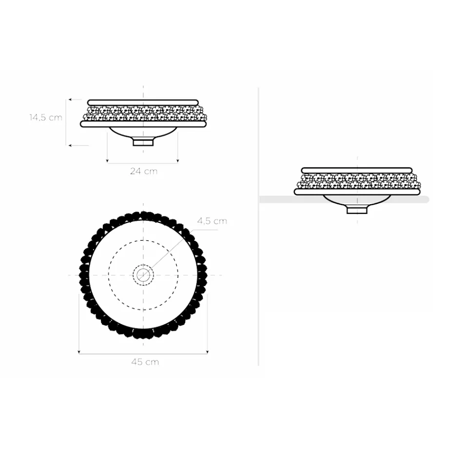 Lavaman porcelani me petale të aplikuara me dorë Prodhuar në Itali - Amarone Viadurini