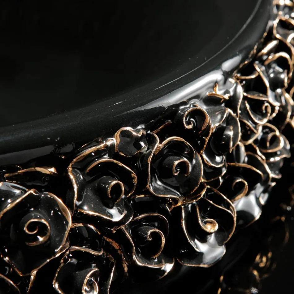 Lavaman porcelani me petale të aplikuara me dorë Prodhuar në Itali - Amarone Viadurini