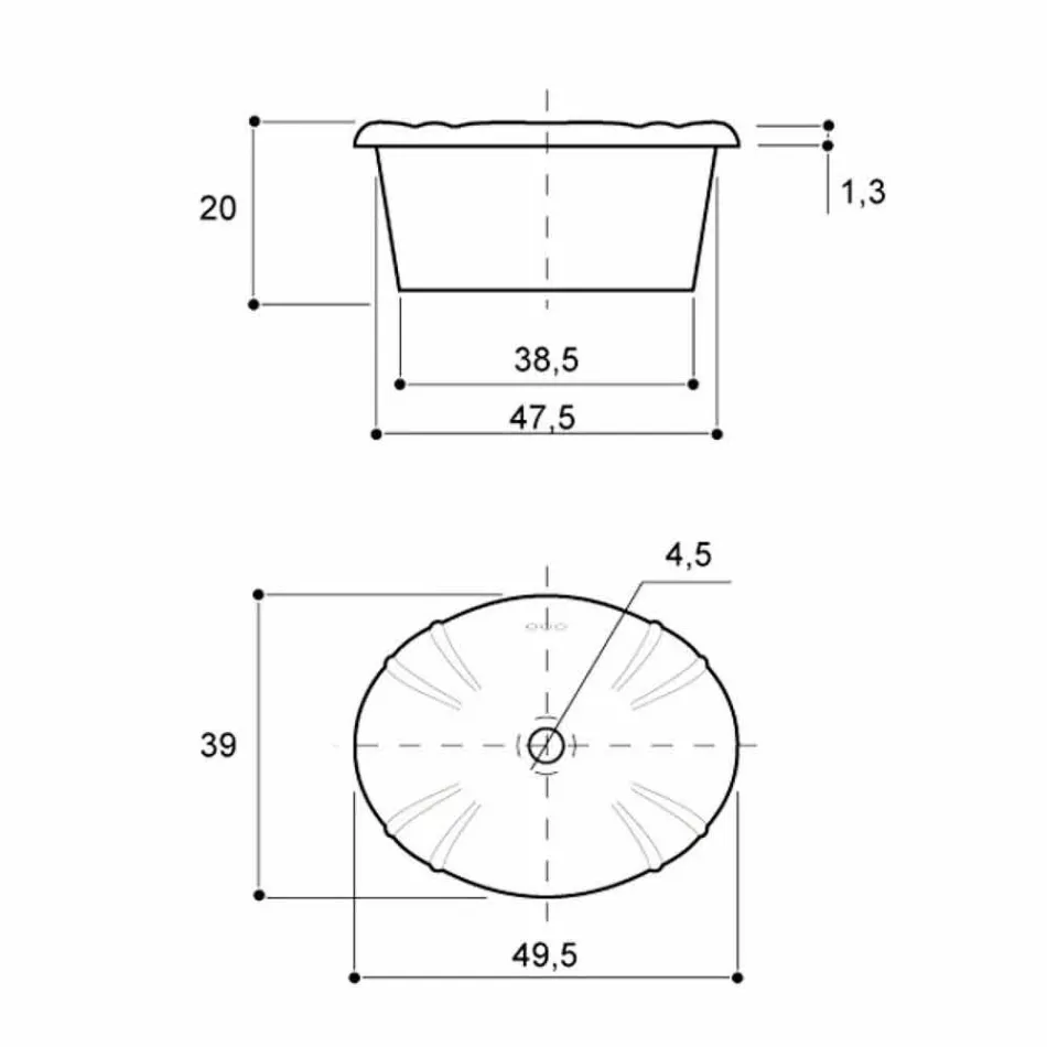 Lavaman i rrumbullakët në porcelan klasik i punuar me dorë në Itali, Santiago Viadurini