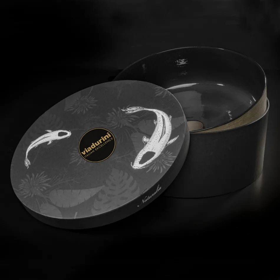 Lavaman banaku i zi luksoz në argjilë me ngjyra Prodhuar në Itali - Tatiana Viadurini