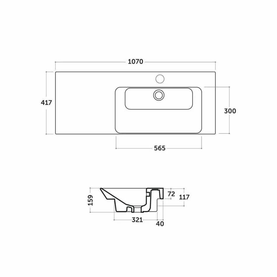 Pellgje e reçeluar e countertopit modern, në Maida Qeramike Viadurini