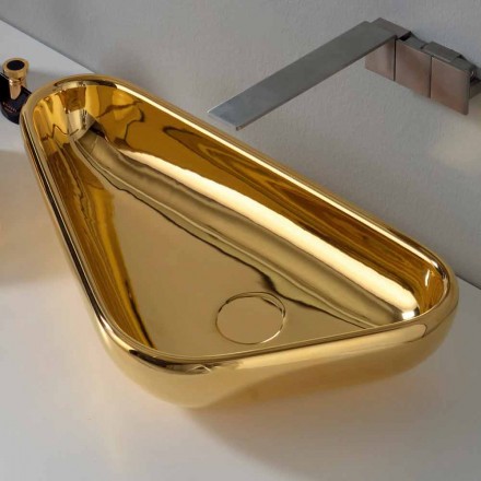 Lavaman moderne countertop në qeramikë ari të bërë në Itali Sofje Viadurini