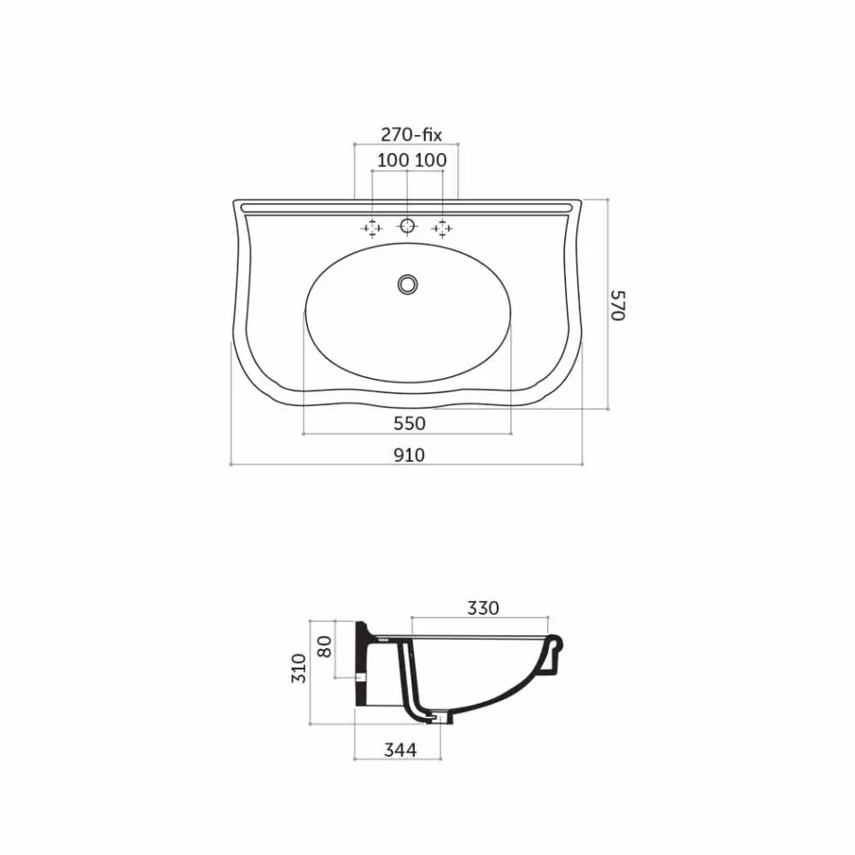 Larje muri moderne me ose pa këmbë, L90 cm në Avise Qeramike Viadurini