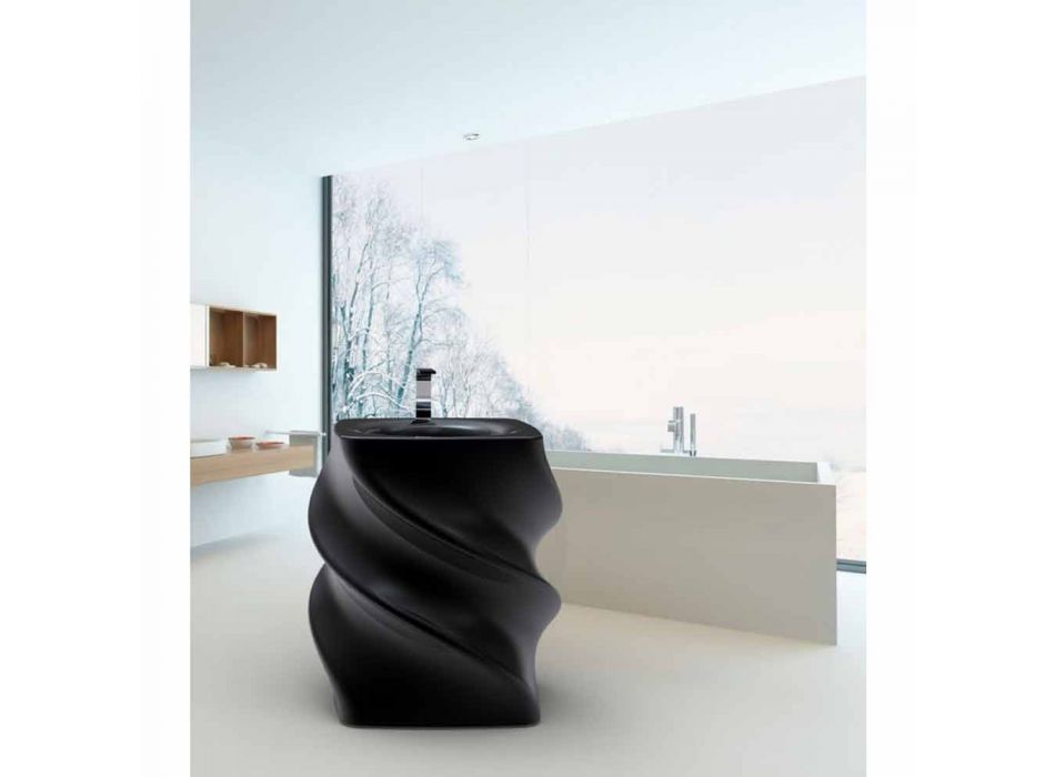 Lavaman i pavarur i zi Twist design modern i bërë në Itali Viadurini