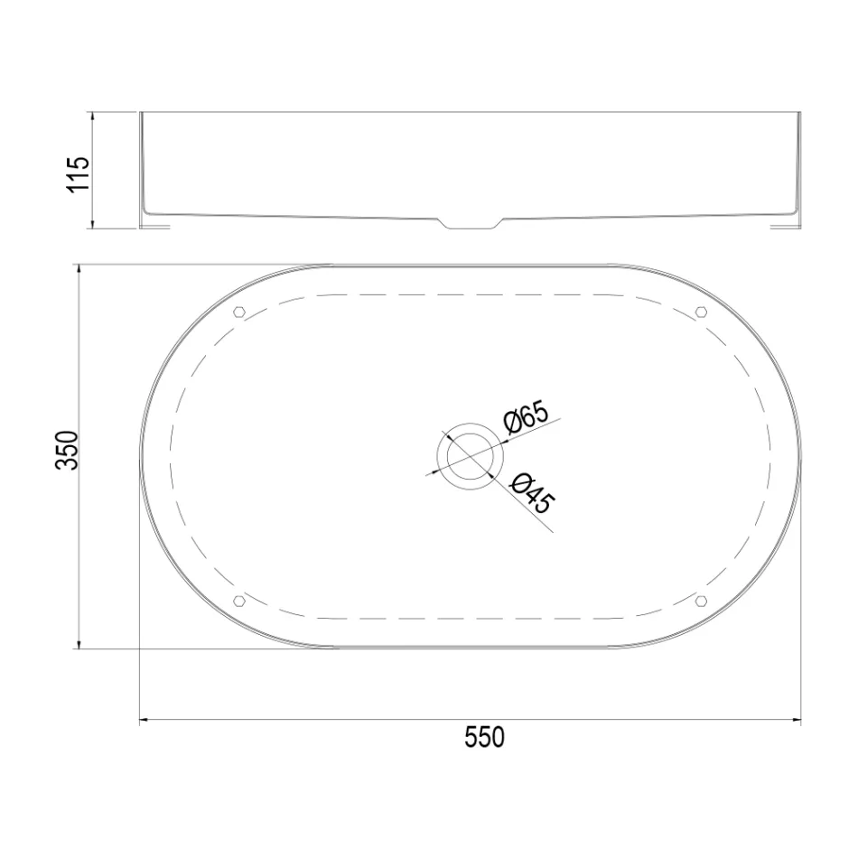 Lavaman ovale countertop në çelik inox me veshje të ndryshme - Anemone Viadurini