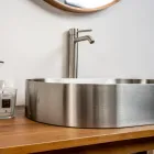 Lavaman ovale countertop në çelik inox me veshje të ndryshme - Anemone Viadurini
