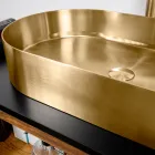 Lavaman ovale countertop në çelik inox me veshje të ndryshme - Anemone Viadurini