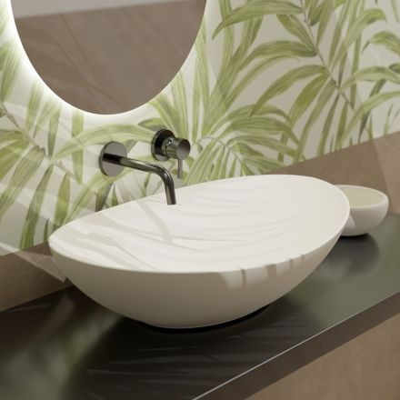 Lavaman ovale countertop qeramike L 60 cm Made in Italy - Jumper Viadurini