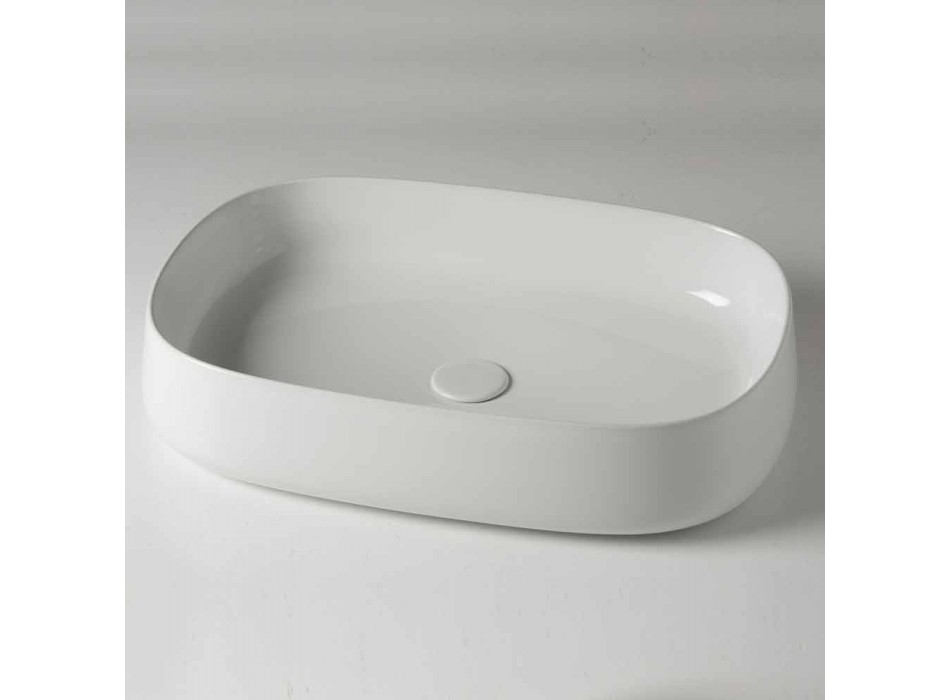 Countertop ovale Washbasin L 60 cm në Qeramikë Moderne Made in Italy - Cordino Viadurini