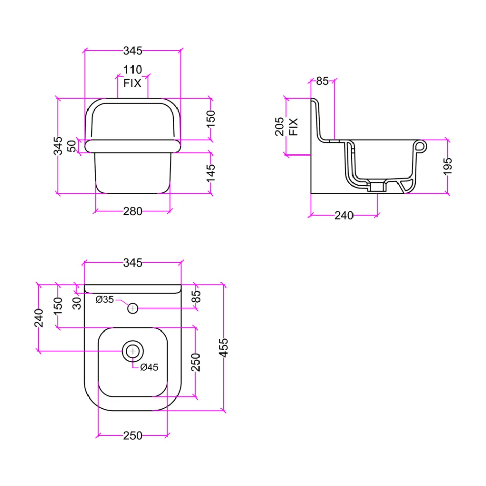 Lavaman banjoje qeramike e varur drejtkëndëshe - Elodie Viadurini