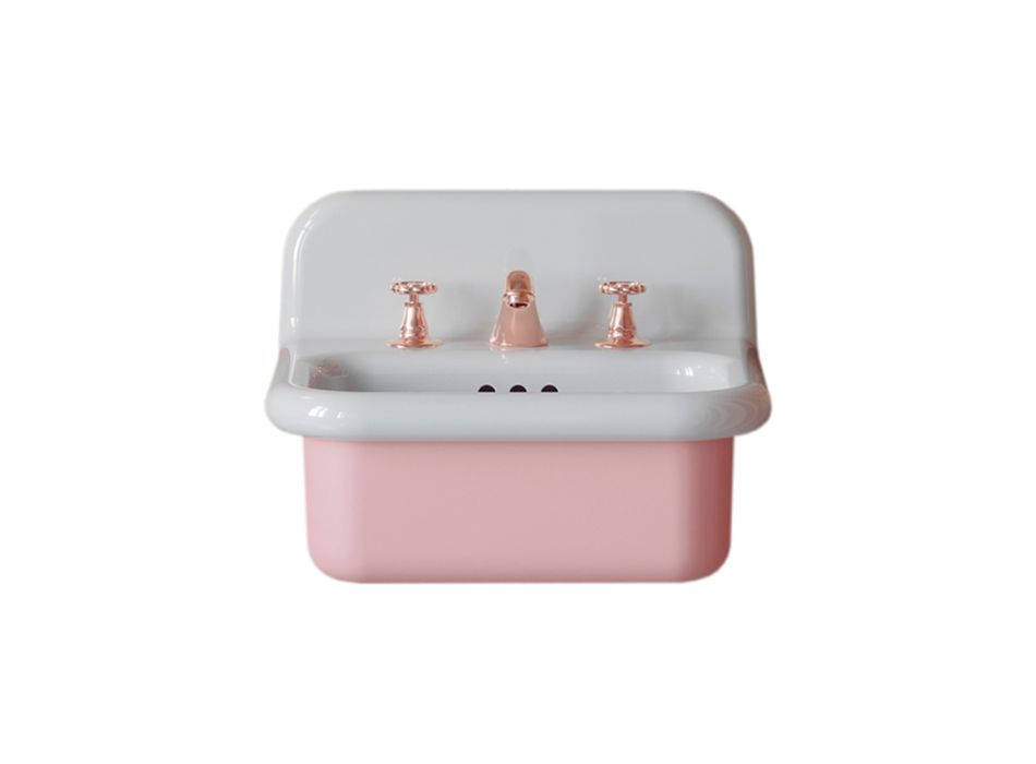 Lavaman i varur i banjës në qeramikë të bardhë dhe karamele rozë - Manila Viadurini