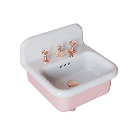 Lavaman i varur i banjës në qeramikë të bardhë dhe karamele rozë - Manila Viadurini