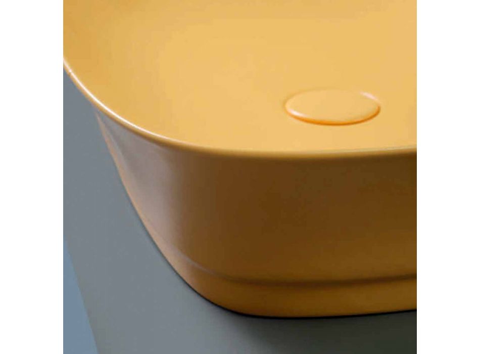 Washbasin Design Countertop Square në Qeramikë me Ngjyra Made në Itali - Zarro Viadurini