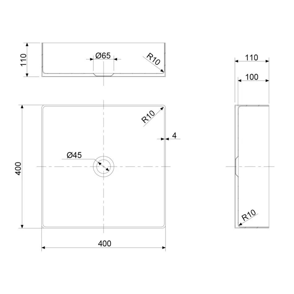 Lavaman me tavan katror nga çelik inox me përfundime të ndryshme - Calendula Viadurini