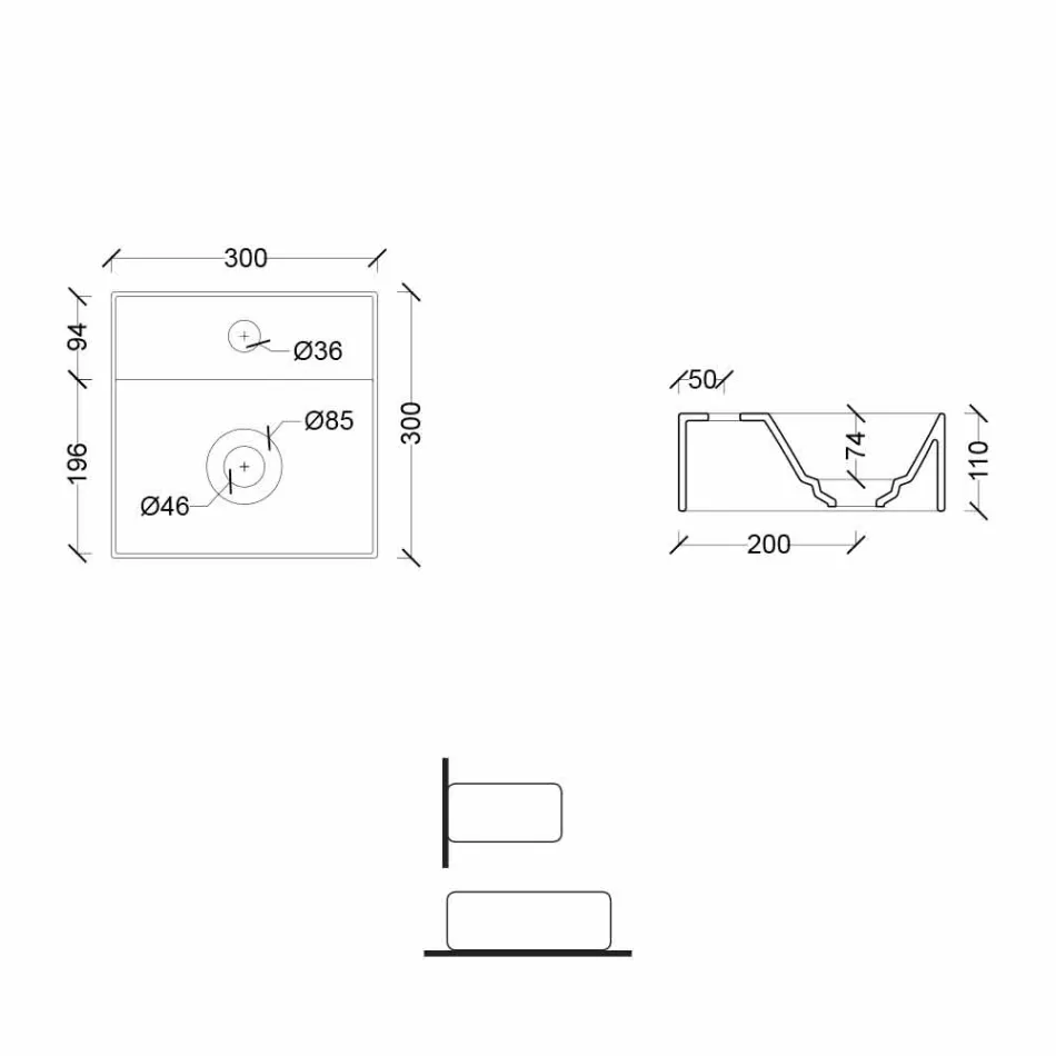 Pellgu larës qeramik i modelit katror ose drejtkëndor i bërë në Itali - Akti Viadurini