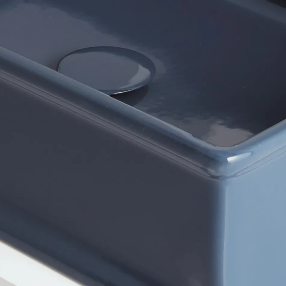 Lavaman drejtkëndor me tavolinë në qeramikë të lëmuar Prodhuar në Itali - Debora Viadurini