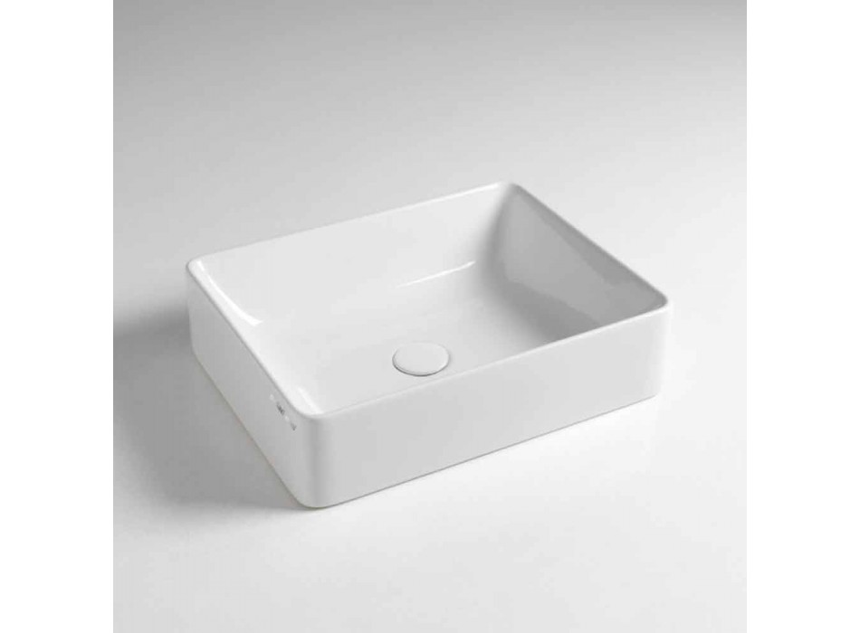 Countertop drejtkëndëshe Washbasin L 50 cm në Qeramikë Made in Italy - Rotolino Viadurini