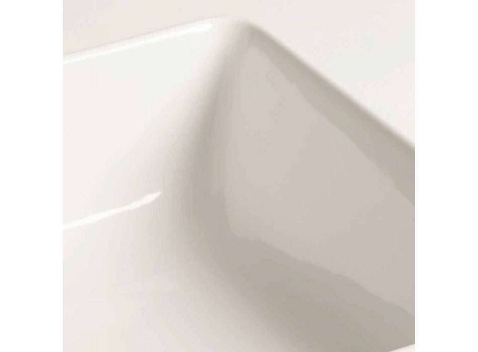 Countertop drejtkëndëshe Washbasin L 60 cm në Qeramikë Made in Italy - Rotolino Viadurini